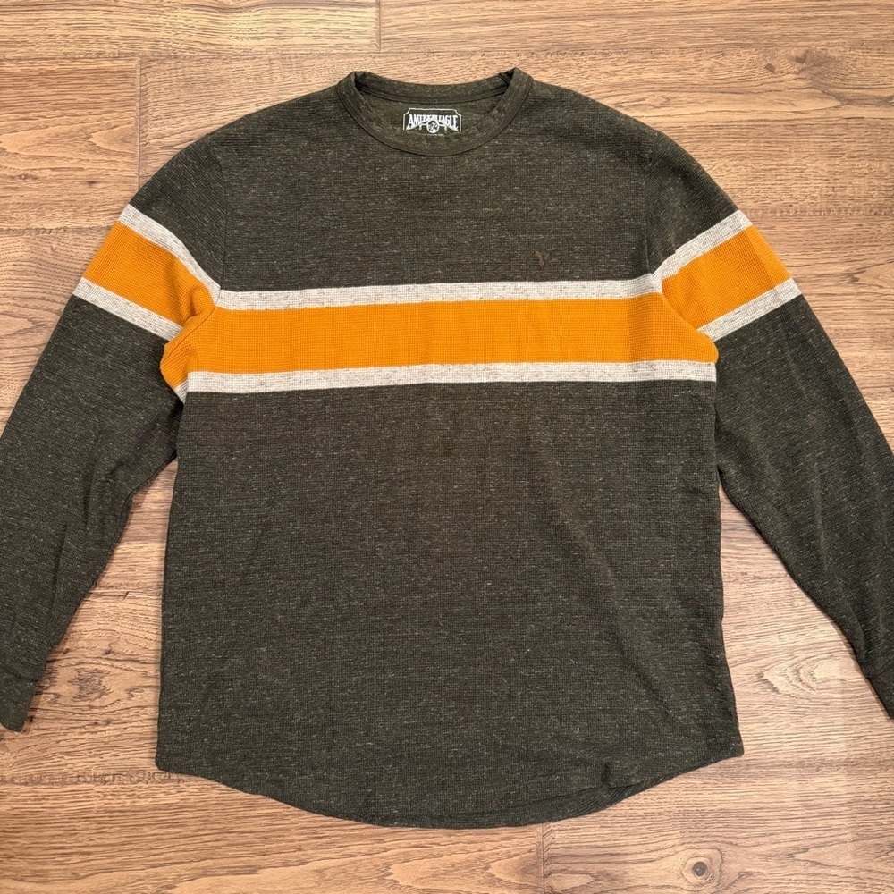 Vintage American Eagle Thermal Shirt Mens XL Y2K Waffle Knit Layering EUC